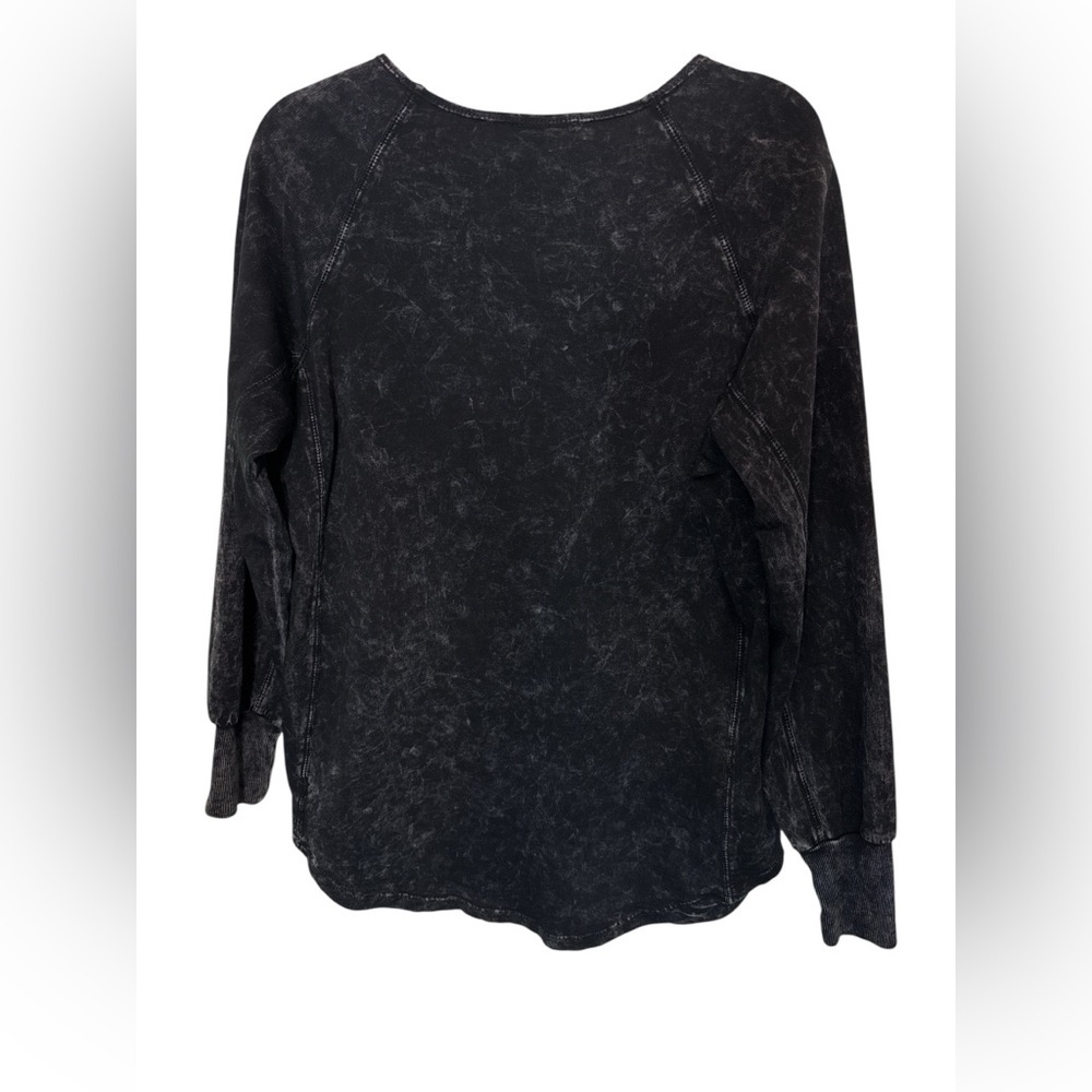 Cover Charge Black Acid Wash Fleur De Lis Top Size L Studded Rhinestone - Picture 3 of 6